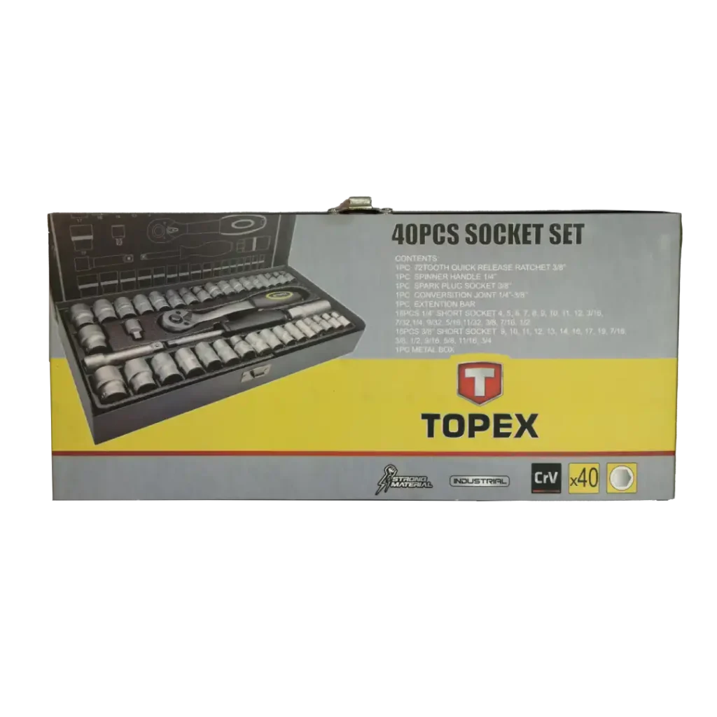 جعبه بکس ۴۰ پارچ ۳/۸*۱/۴ تاپکس سری TOPEX PLUS