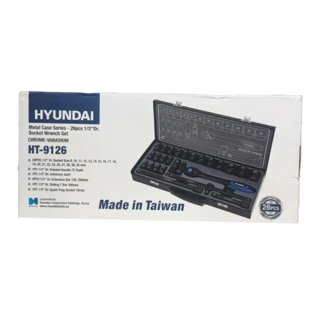 جعبه بکس فشار قوی ۲۶ پارچه ۱/۲ اینچ هیوندای مدل HT-9126