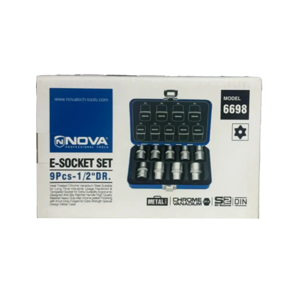 ست بکس E ستاره‌ای ۱/۲ اینچ ۹ پارچه نووا مدل ۶۶۹۸