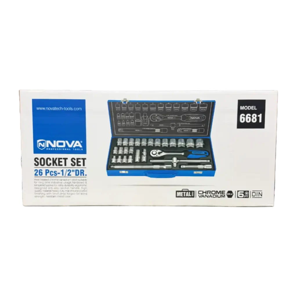 جعبه بکس ۱/۲ اینچ ۲۶ پارچه نووا مدل ۶۶۸۱