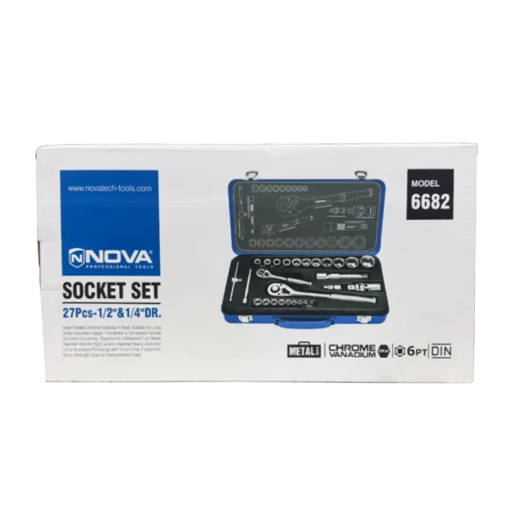 ست بکس ۱/۲ و ۱/۴ اینچ ۲۷ پارچه نووا مدل ۶۶۸۲