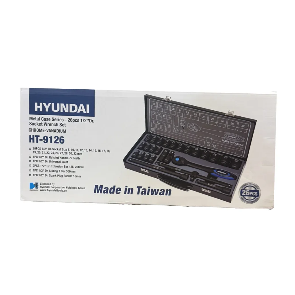 جعبه بکس فشار قوی 26 پارچه 1/2 اینچ هیوندای مدل HT-9126